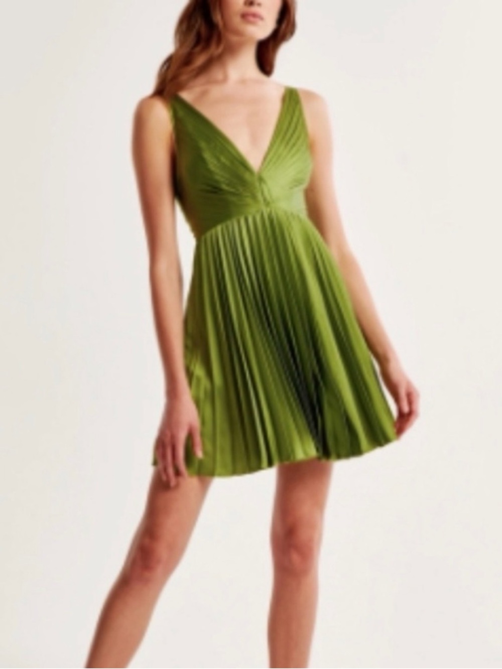 Abercrombie & Fitch Giselle Pleated Mini Dress (Olive)
